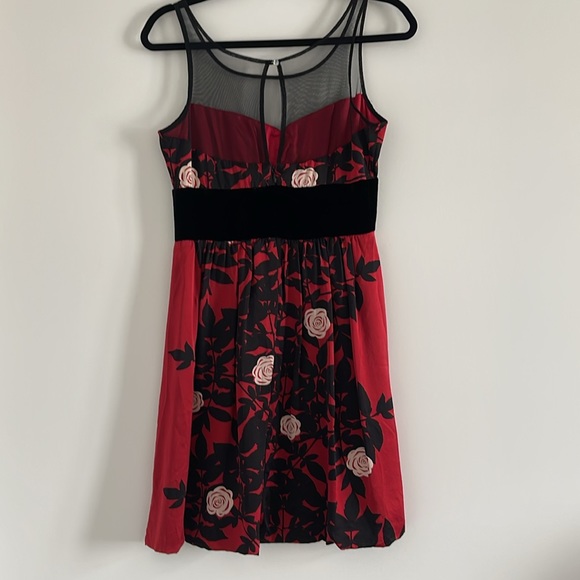 Red and Black Floral Dress - Picture 3 of 6